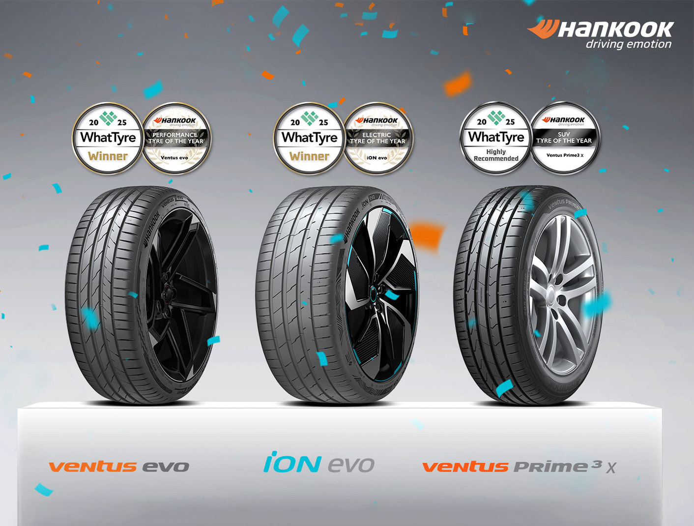 A Hankook venceu nas categorias “Pneu de Alta Performance do Ano” e “Pneu para Veículos Elétricos do Ano” no WhatTyre Awards 2025.